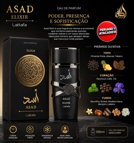 Perfume Árabe Lataffa Asad Elixir Eau 100mL (Linha Premium)