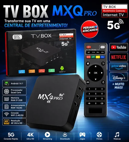 Novo Aparelho TV BOX MXQ PRO 5G 4K Android 14.1