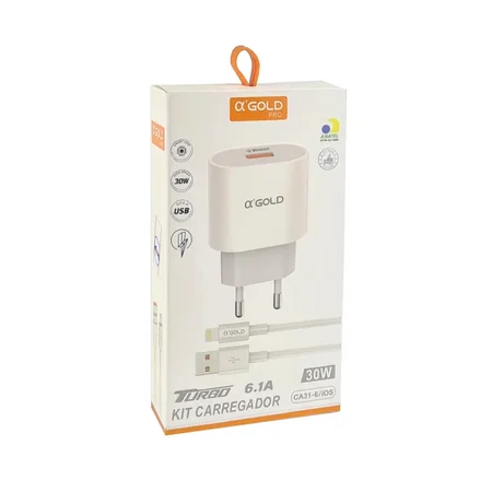 Kit carregador turbo USB iOS 6.1A AGOLD CA31-6