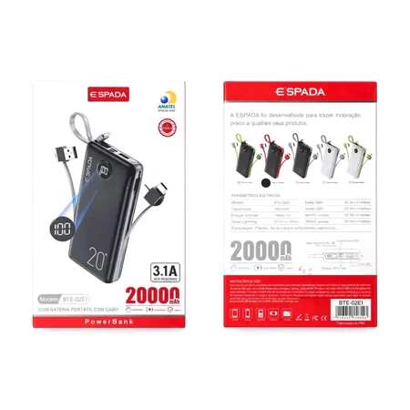 Power Bank 20000mAh 3.1A ESPADA BTE-02E1