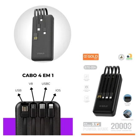 Power Bank 20000mAh 3.1A AGOLD BTE-05A