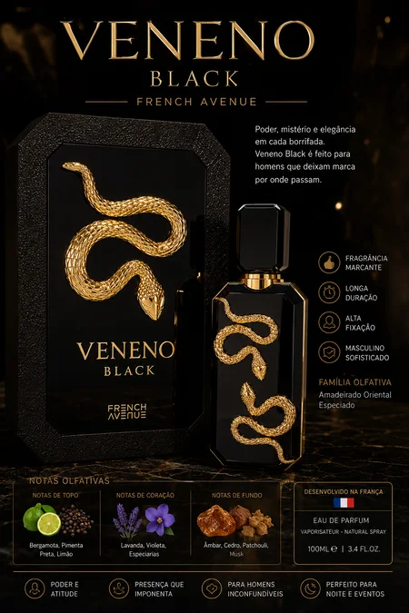 Perfume Árabe Veneno Black French Avenue 100mL