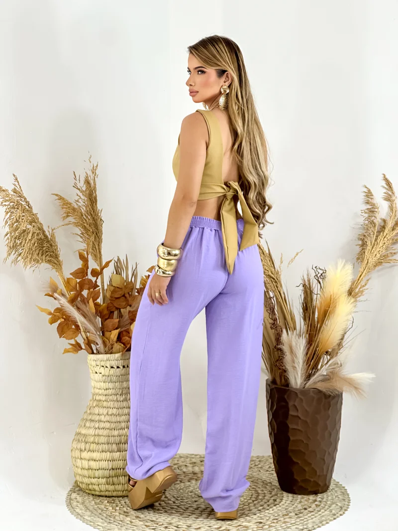Calça pantalona duna ref 803 lilas — vista 2