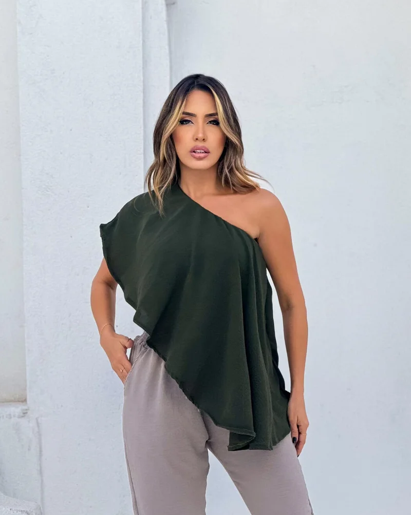 Cropped Duna de Bata Ref 909 verde militar