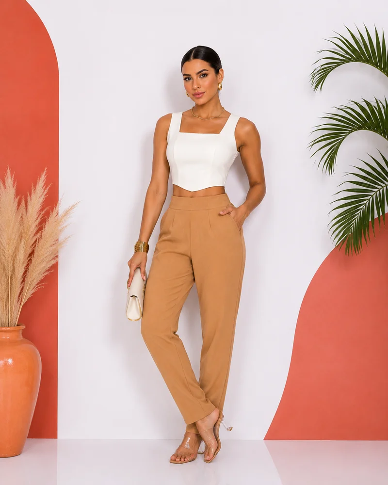 Calça social ref 703 bege