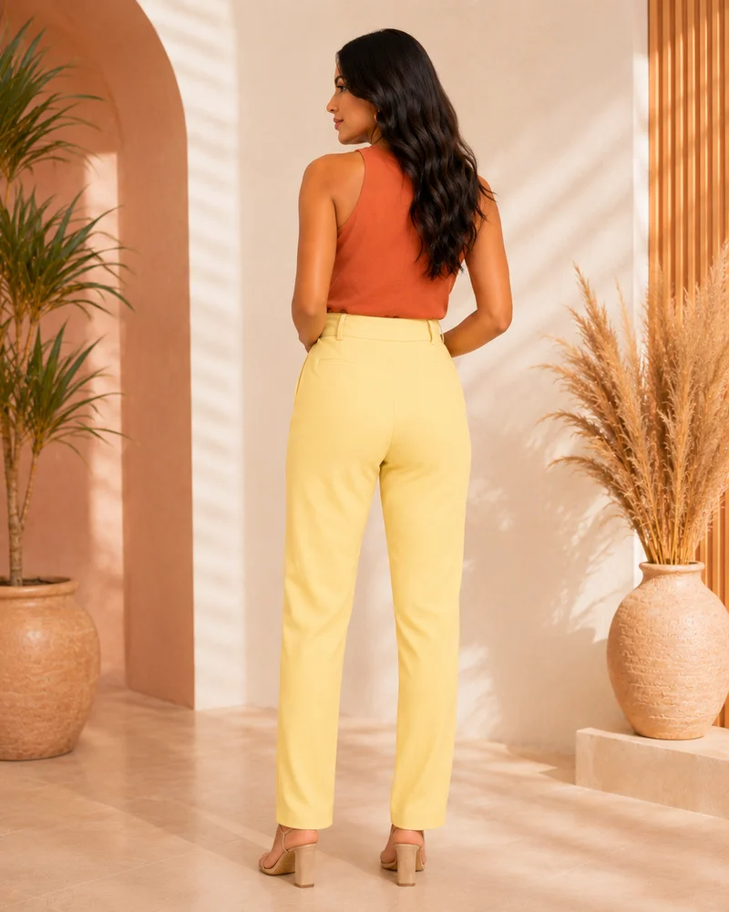 Calça social ref 813 amarelo — vista 3