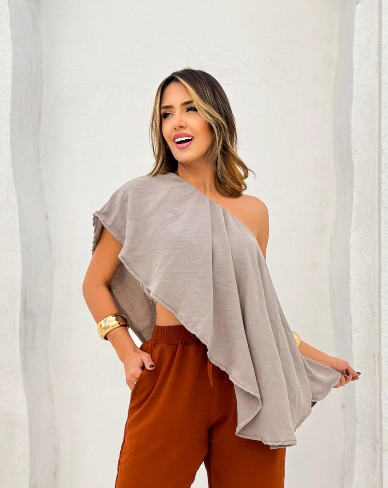 Cropped Duna de Bata Ref 909 cinza — vista 4