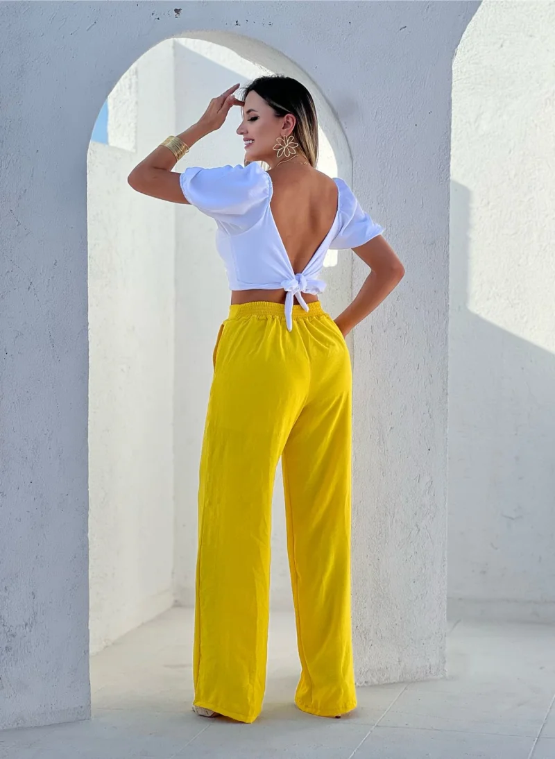 Calça pantalona duna ref 803 amarelo — vista 2