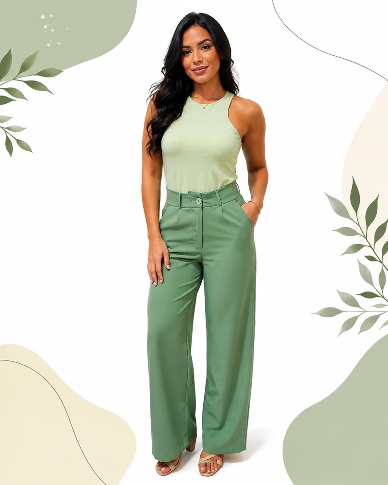 Calça pantalona ref 812 verde