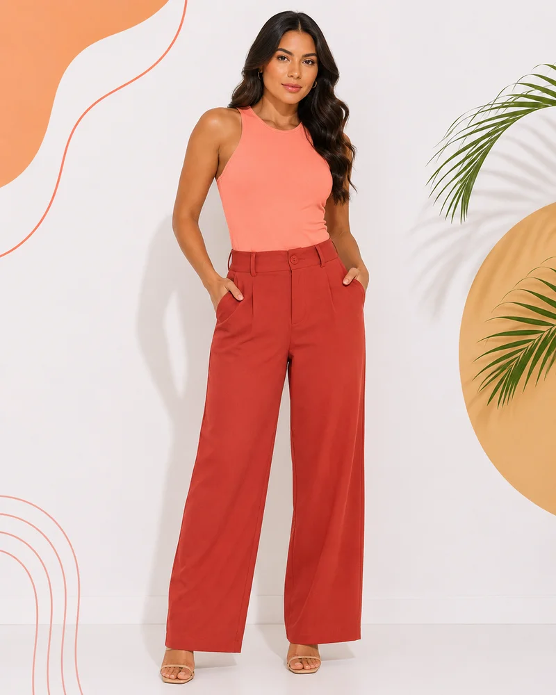 Calça pantalona ref 812 terracota