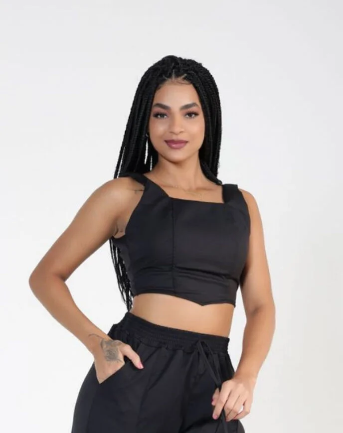 Cropped alfaiataria Ref 1001 preto