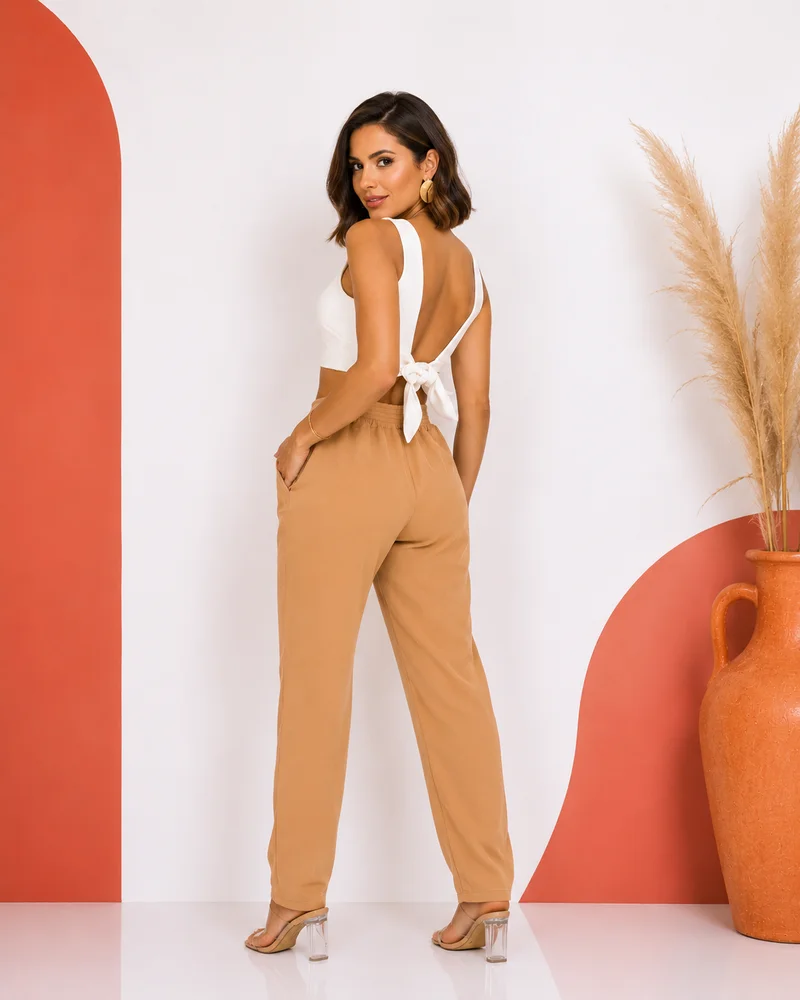 Calça social ref 703 bege — vista 2