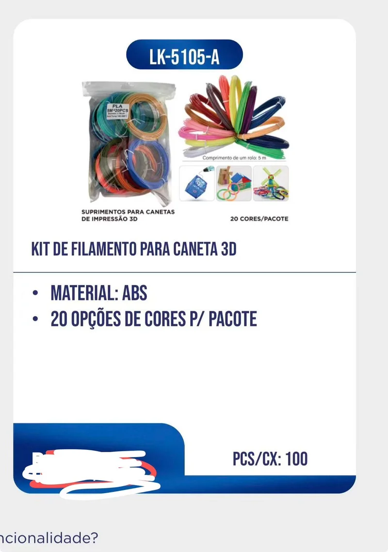 KIT DE FILAMENTO PARA CANETA 3D - LK-5105-A