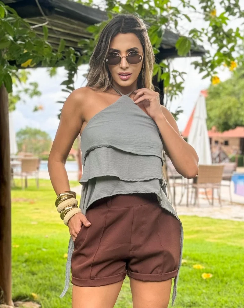 Cropped duna de bata Ref 910 cinza