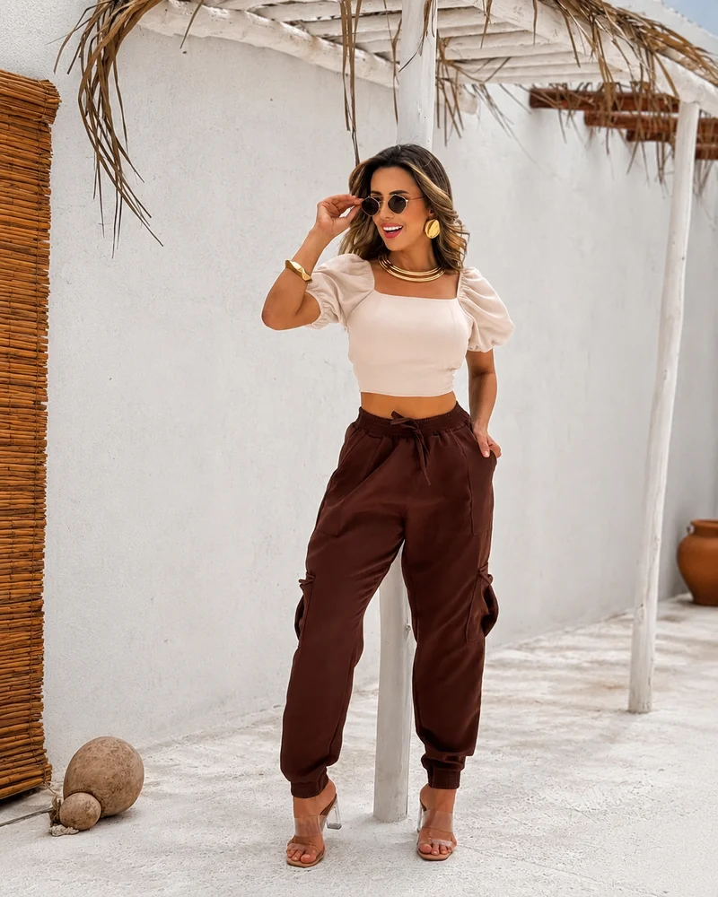 Calça ref 706 marrom — vista 2