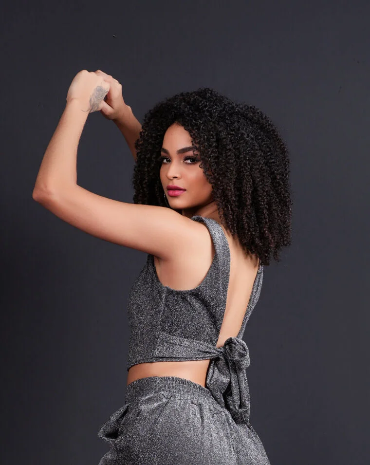 Cropped Lurex Ref 901 preto — vista 2