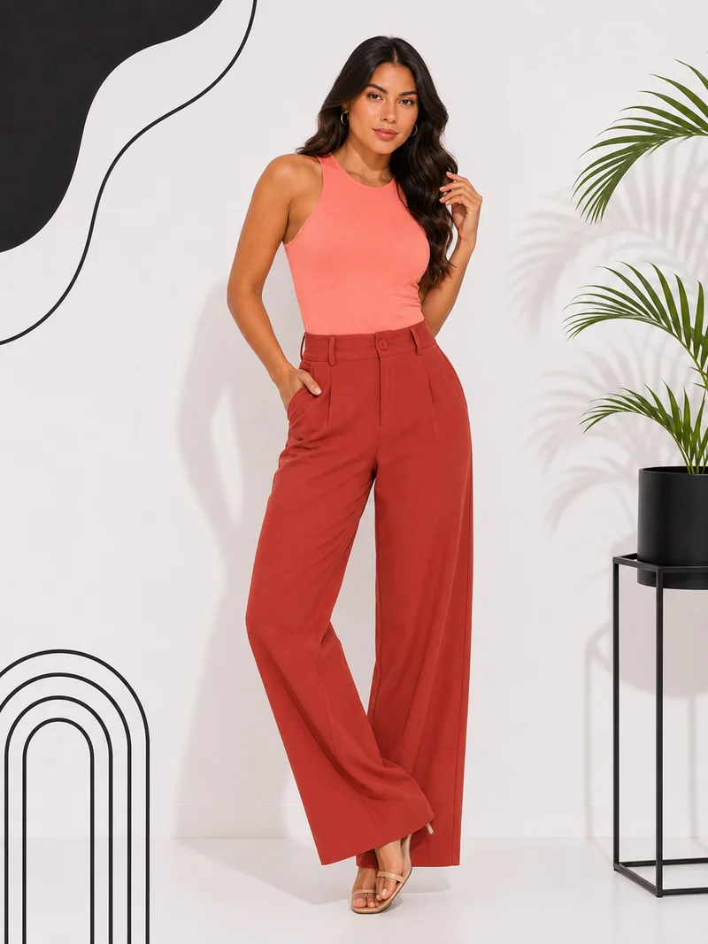 Calça pantalona ref 812 terracota — vista 3