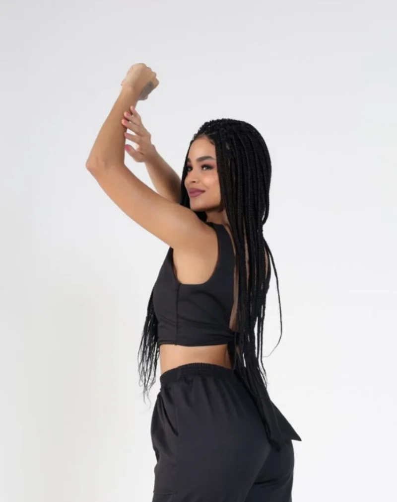 Cropped alfaiataria Ref 1001 preto — vista 2