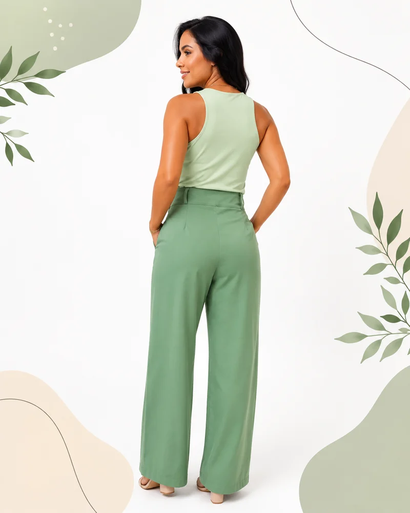 Calça pantalona ref 812 verde — vista 2